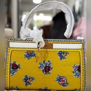 Tory Burch Lee Radziwill Small Needlepoint Wool Convertible Crossbody Satchel